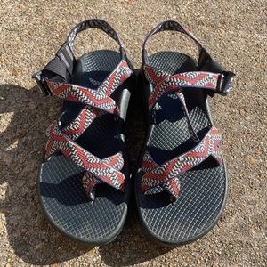 Chaco brand sandals, women’s size 8, multi-colored straps.